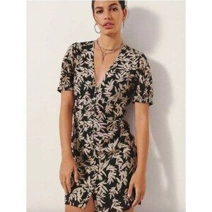 Ba&sh BASH Tais Floral Mini Dress in Black Tan Size Small